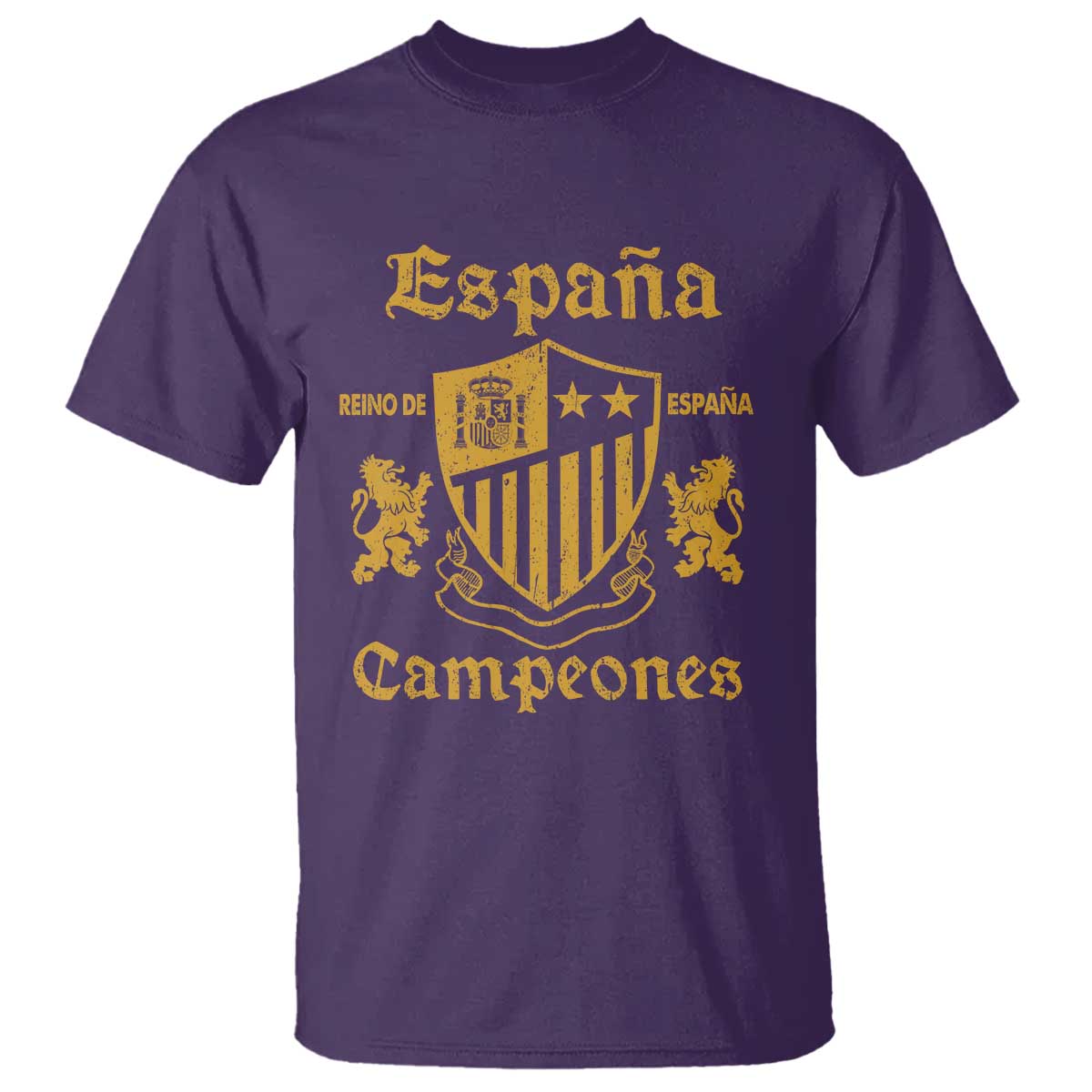 Reino De Espana Campeones Crest Graphic T Shirt Vintage Spain Champions 2 Stars Spanish Pride Sports Fan