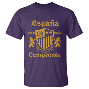 Reino De Espana Campeones Crest Graphic T Shirt Vintage Spain Champions 2 Stars Spanish Pride Sports Fan