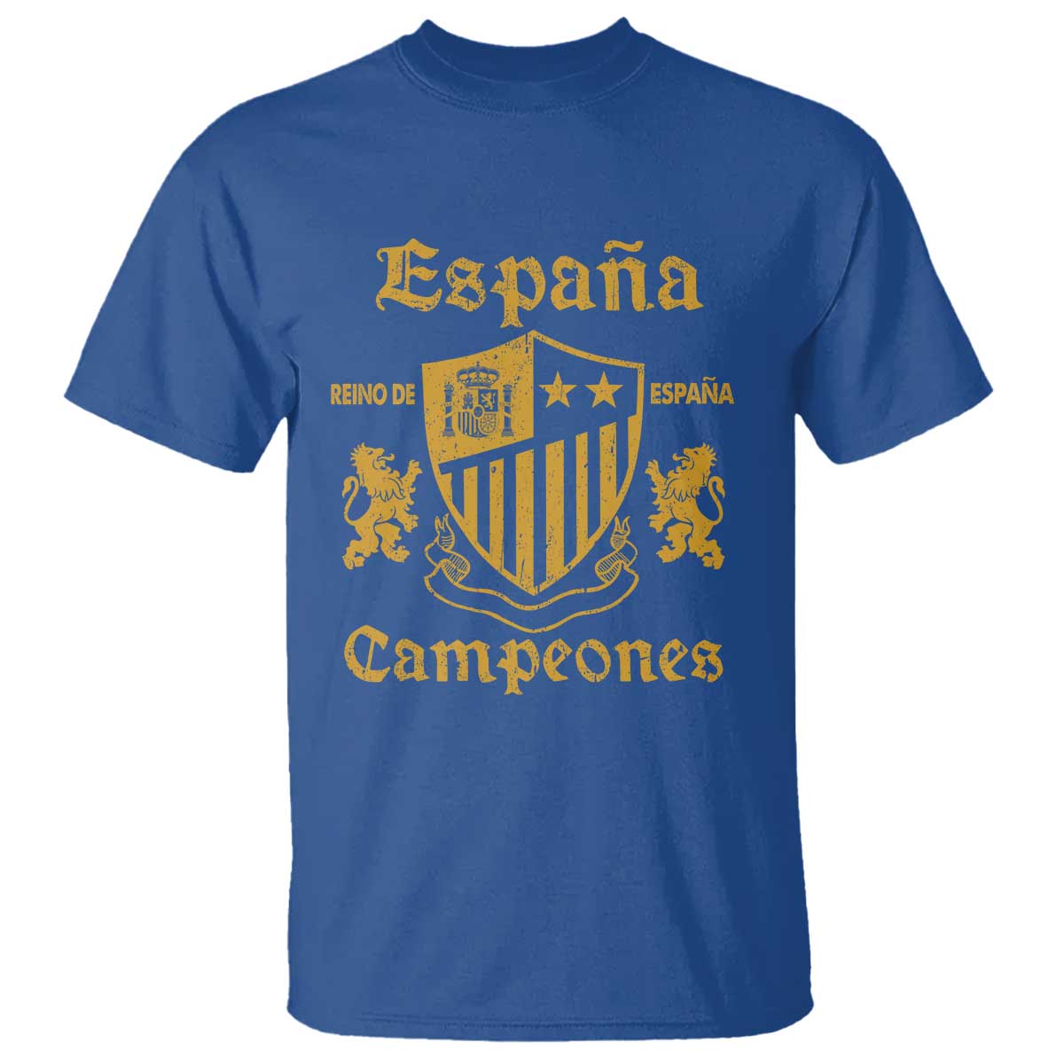 Reino De Espana Campeones Crest Graphic T Shirt Vintage Spain Champions 2 Stars Spanish Pride Sports Fan