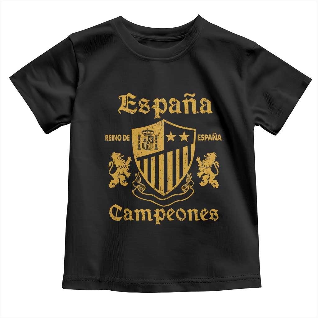 Reino De Espana Campeones Crest Graphic Toddler T Shirt Vintage Spain Champions 2 Stars Spanish Pride Sports Fan
