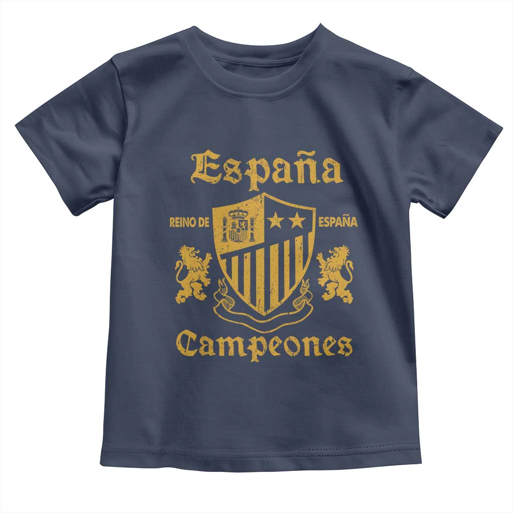 Reino De Espana Campeones Crest Graphic Toddler T Shirt Vintage Spain Champions 2 Stars Spanish Pride Sports Fan