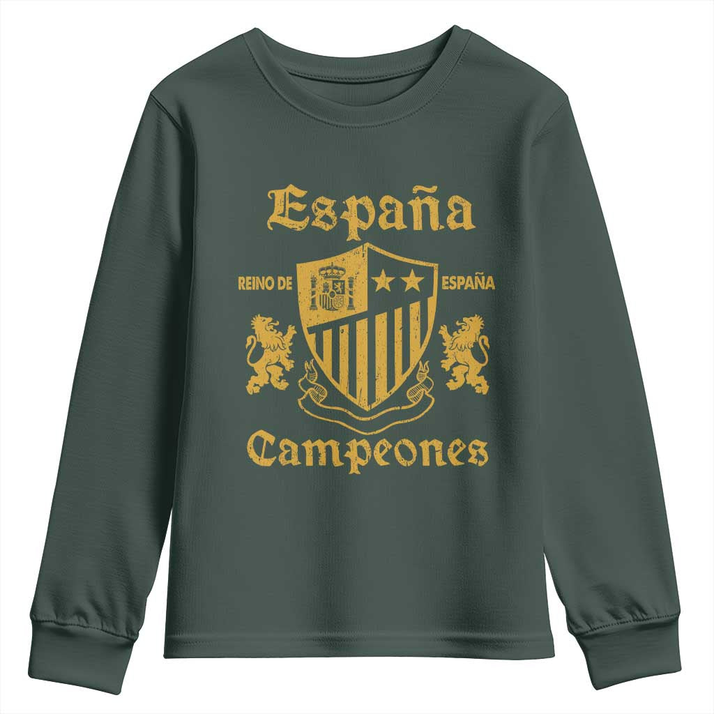 Reino De Espana Campeones Crest Graphic Youth Sweatshirt Vintage Spain Champions 2 Stars Spanish Pride Sports Fan