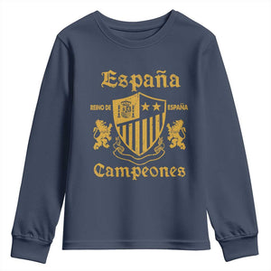 Reino De Espana Campeones Crest Graphic Youth Sweatshirt Vintage Spain Champions 2 Stars Spanish Pride Sports Fan