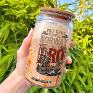 Funny You Cant Spell Norway Without RO Glass Can Vintage Longship Viking Row Spirit Heritage