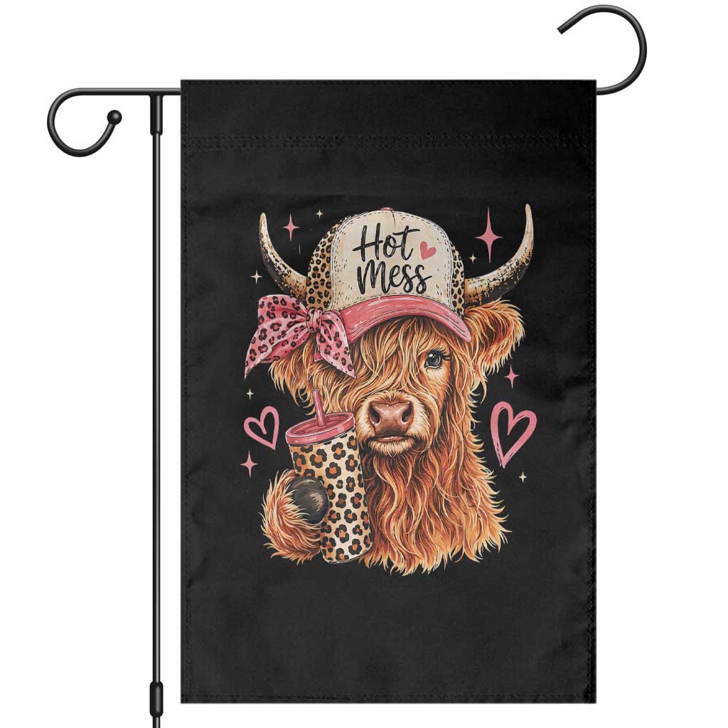 Hot Mess Highland Cow Pink Leopard Coquette Garden Flag Cute Western Country Mom Life TS02 Black Print Your Wear