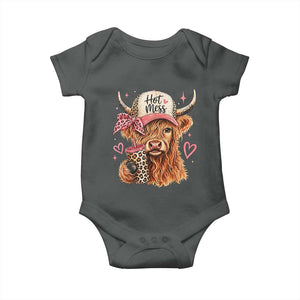 Hot Mess Highland Cow Pink Leopard Coquette Baby Onesie Cute Western Country Mom Life