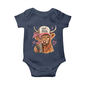Hot Mess Highland Cow Pink Leopard Coquette Baby Onesie Cute Western Country Mom Life