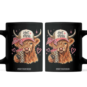 Hot Mess Highland Cow Pink Leopard Coquette Coffee Mug Cute Western Country Mom Life