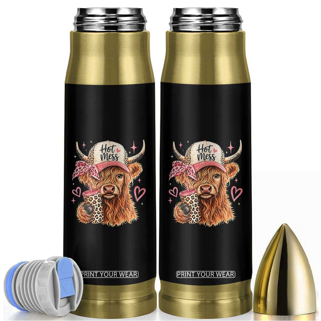 Hot Mess Highland Cow Pink Leopard Coquette Bullet Tumbler Cute Western Country Mom Life TS02 Black Print Your Wear