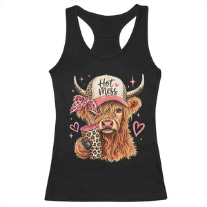 Hot Mess Highland Cow Pink Leopard Coquette Racerback Tank Top Cute Western Country Mom Life