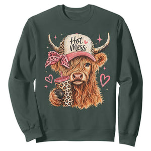 Hot Mess Highland Cow Pink Leopard Coquette Sweatshirt Cute Western Country Mom Life