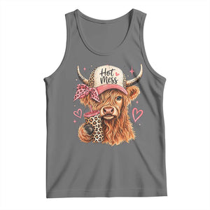 Hot Mess Highland Cow Pink Leopard Coquette Tank Top Cute Western Country Mom Life