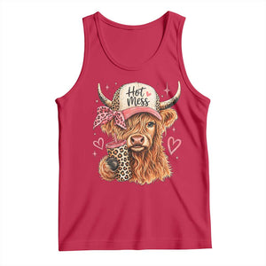 Hot Mess Highland Cow Pink Leopard Coquette Tank Top Cute Western Country Mom Life