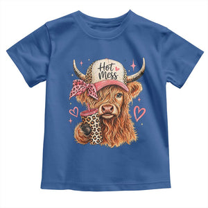 Hot Mess Highland Cow Pink Leopard Coquette Toddler T Shirt Cute Western Country Mom Life