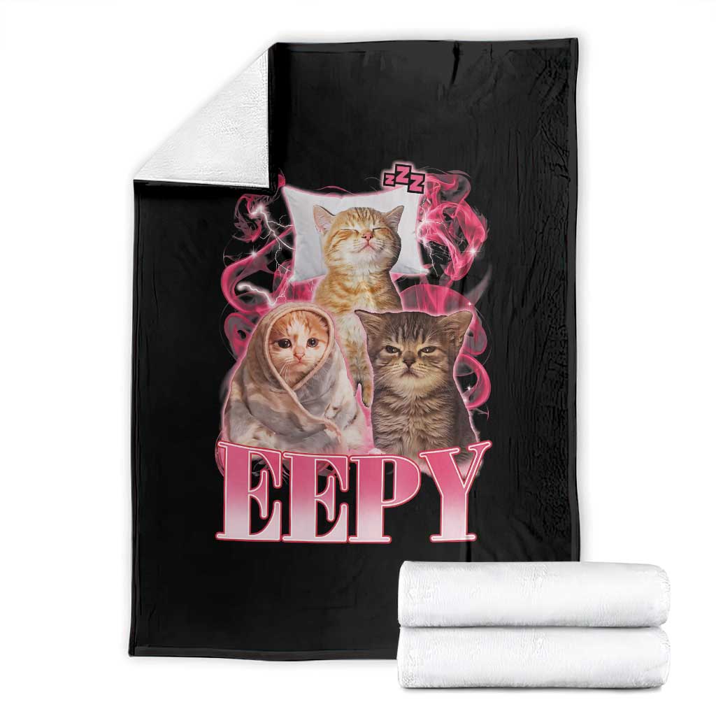 Eepy Sleepy Cats Y2K Bootleg Meme Graphic Throw Blanket Funny Internet Culture Humor TS02 Black Print Your Wear