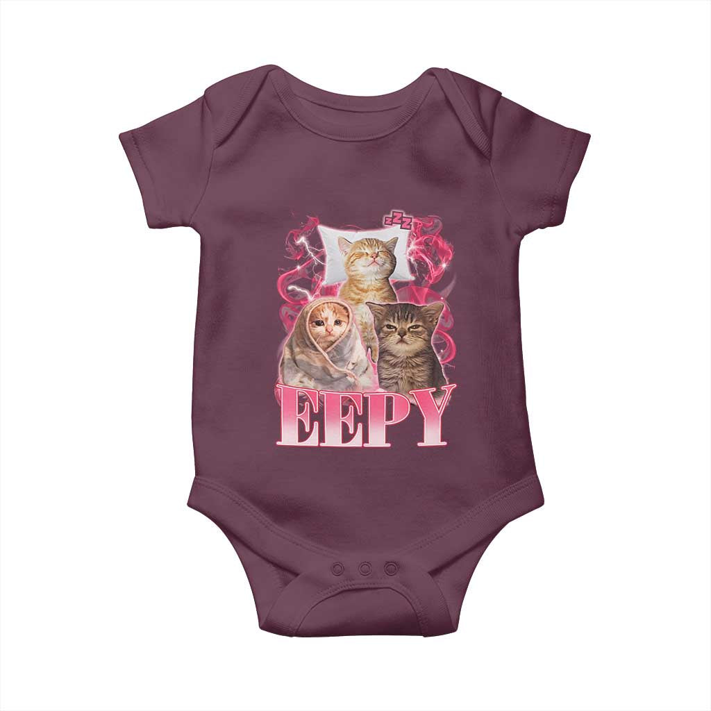 Eepy Sleepy Cats Y2K Bootleg Meme Graphic Baby Onesie Funny Internet Culture Humor