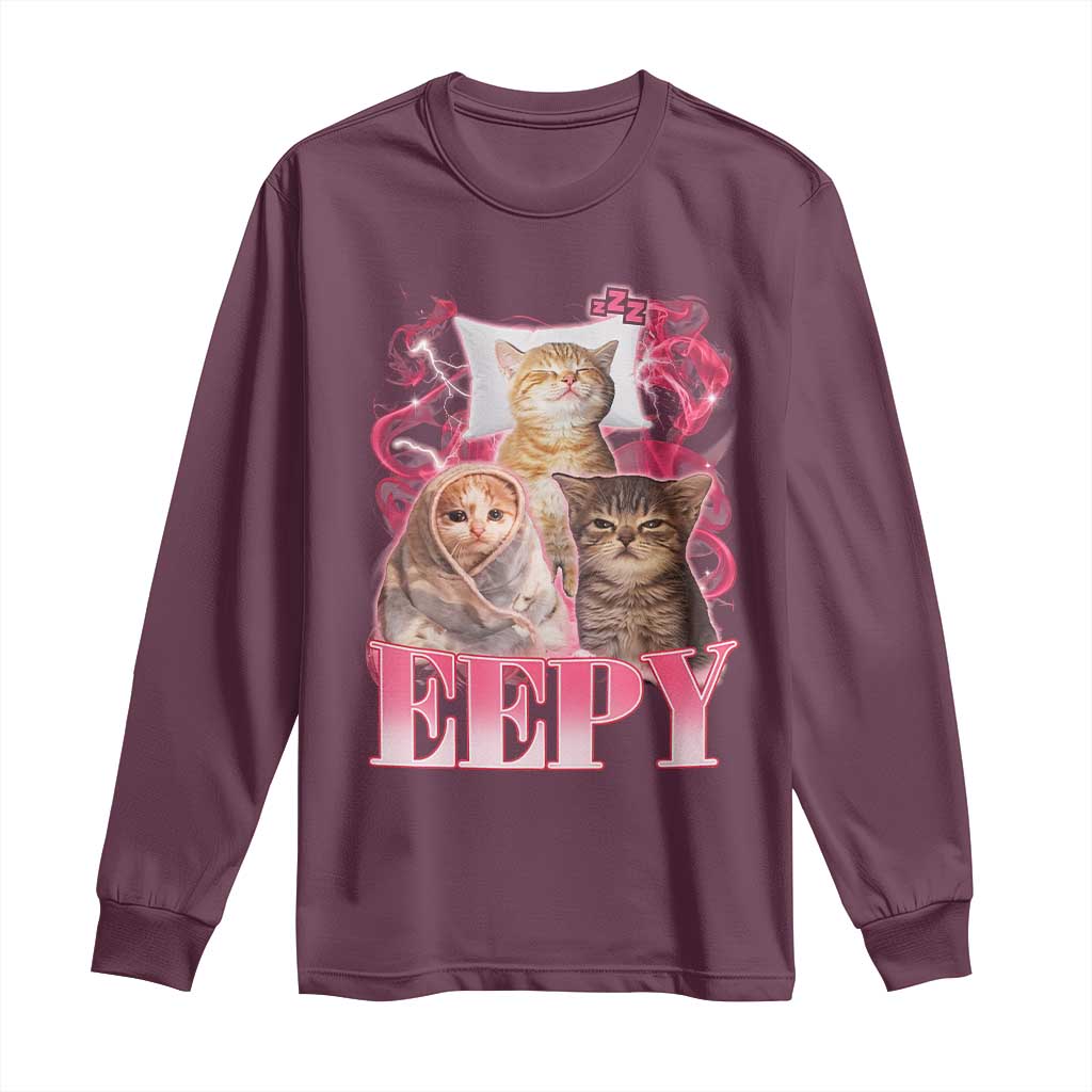 Eepy Sleepy Cats Y2K Bootleg Meme Graphic Long Sleeve Shirt Funny Internet Culture Humor