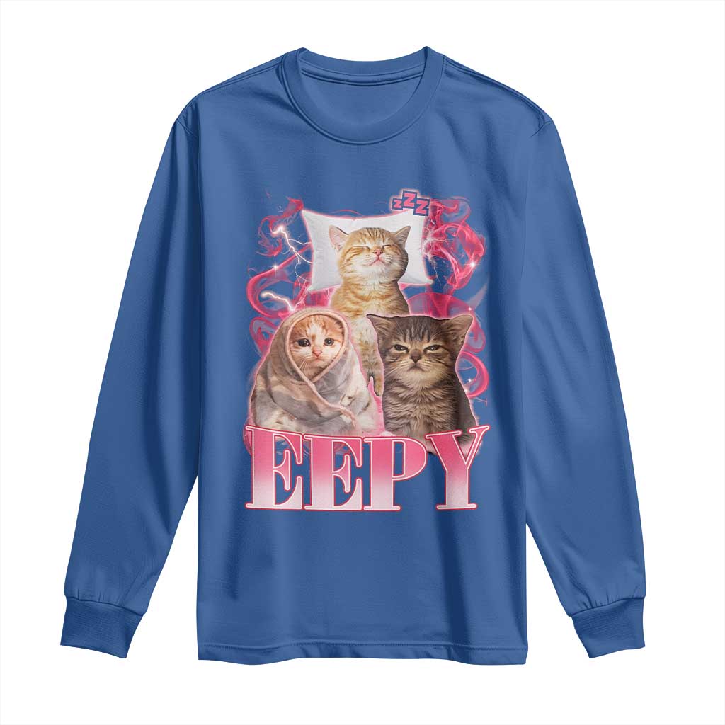 Eepy Sleepy Cats Y2K Bootleg Meme Graphic Long Sleeve Shirt Funny Internet Culture Humor