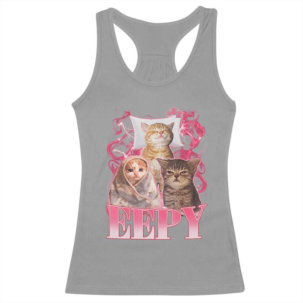 Eepy Sleepy Cats Y2K Bootleg Meme Graphic Racerback Tank Top Funny Internet Culture Humor