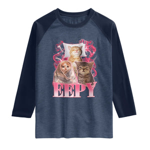 Eepy Sleepy Cats Y2K Bootleg Meme Graphic Raglan Shirt Funny Internet Culture Humor