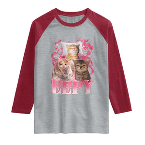 Eepy Sleepy Cats Y2K Bootleg Meme Graphic Raglan Shirt Funny Internet Culture Humor