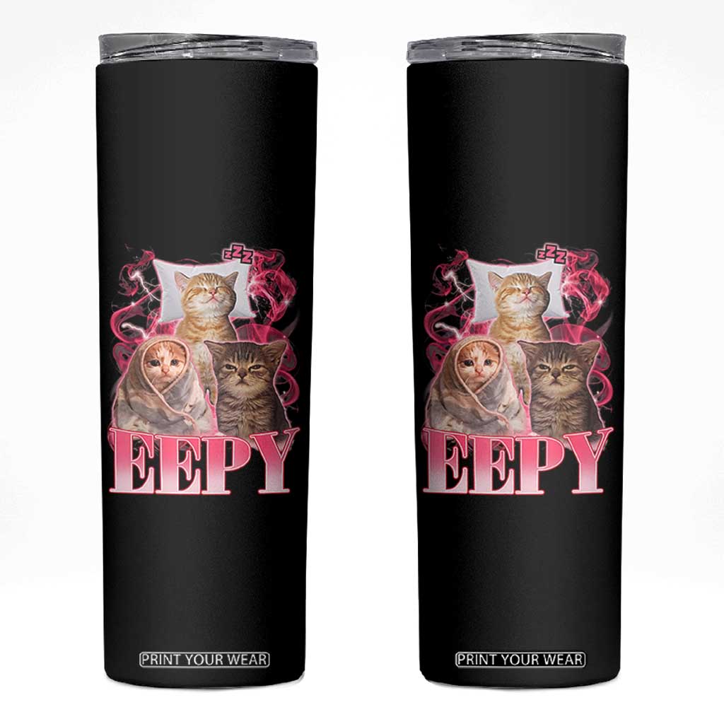 Eepy Sleepy Cats Y2K Bootleg Meme Graphic Skinny Tumbler Funny Internet Culture Humor TS02 Black Print Your Wear