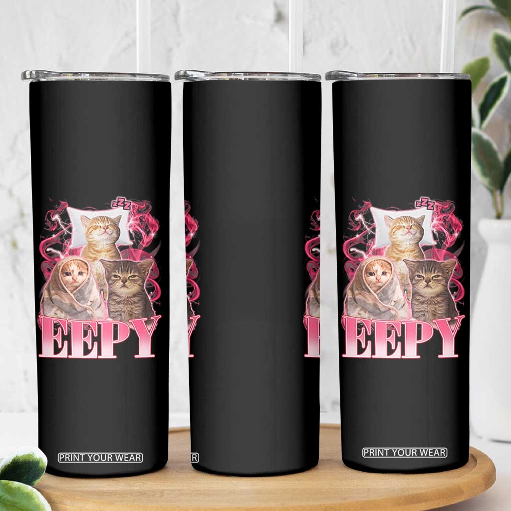 Eepy Sleepy Cats Y2K Bootleg Meme Graphic Skinny Tumbler Funny Internet Culture Humor