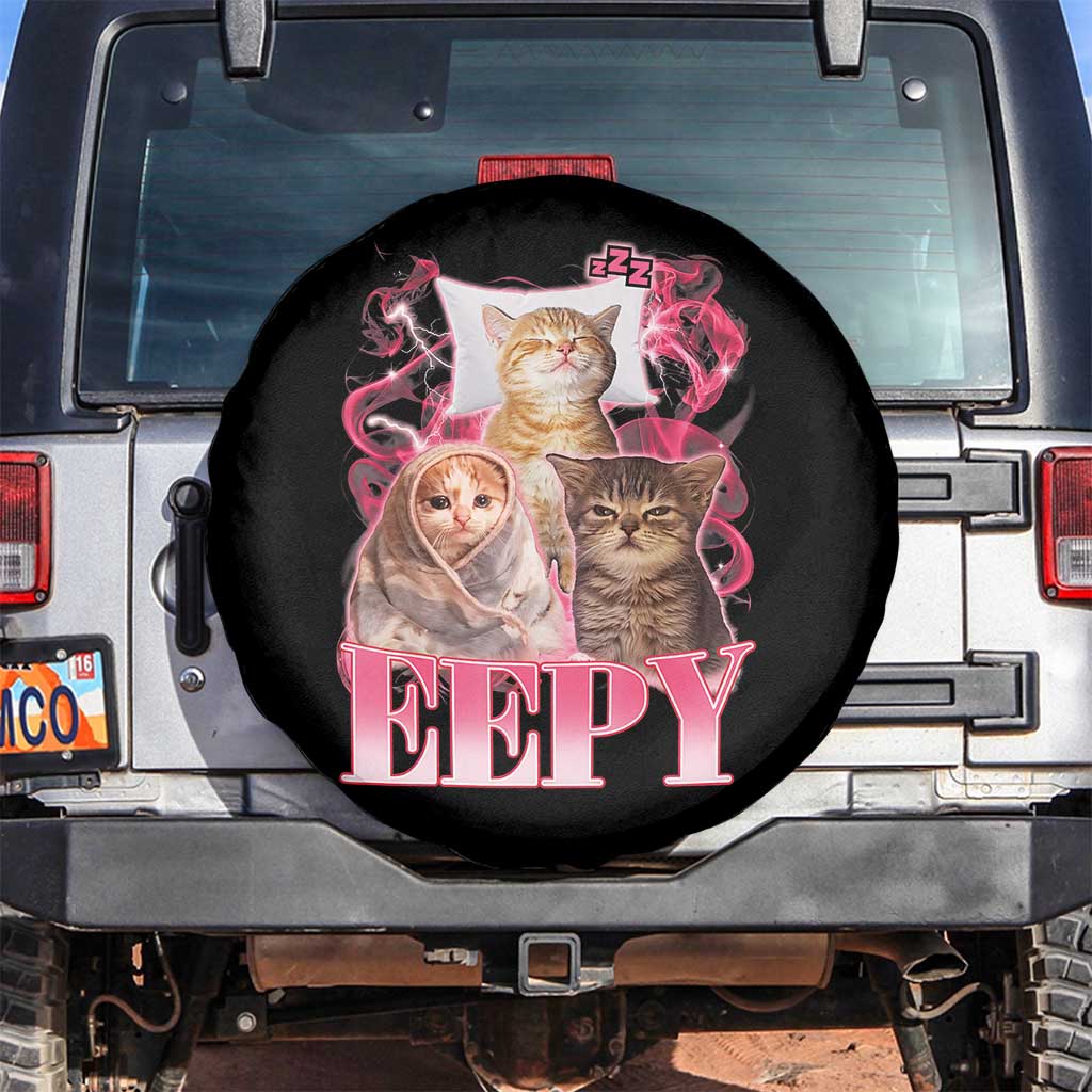 Eepy Sleepy Cats Y2K Bootleg Meme Graphic Spare Tire Cover Funny Internet Culture Humor TS02 No hole Black Print Your Wear
