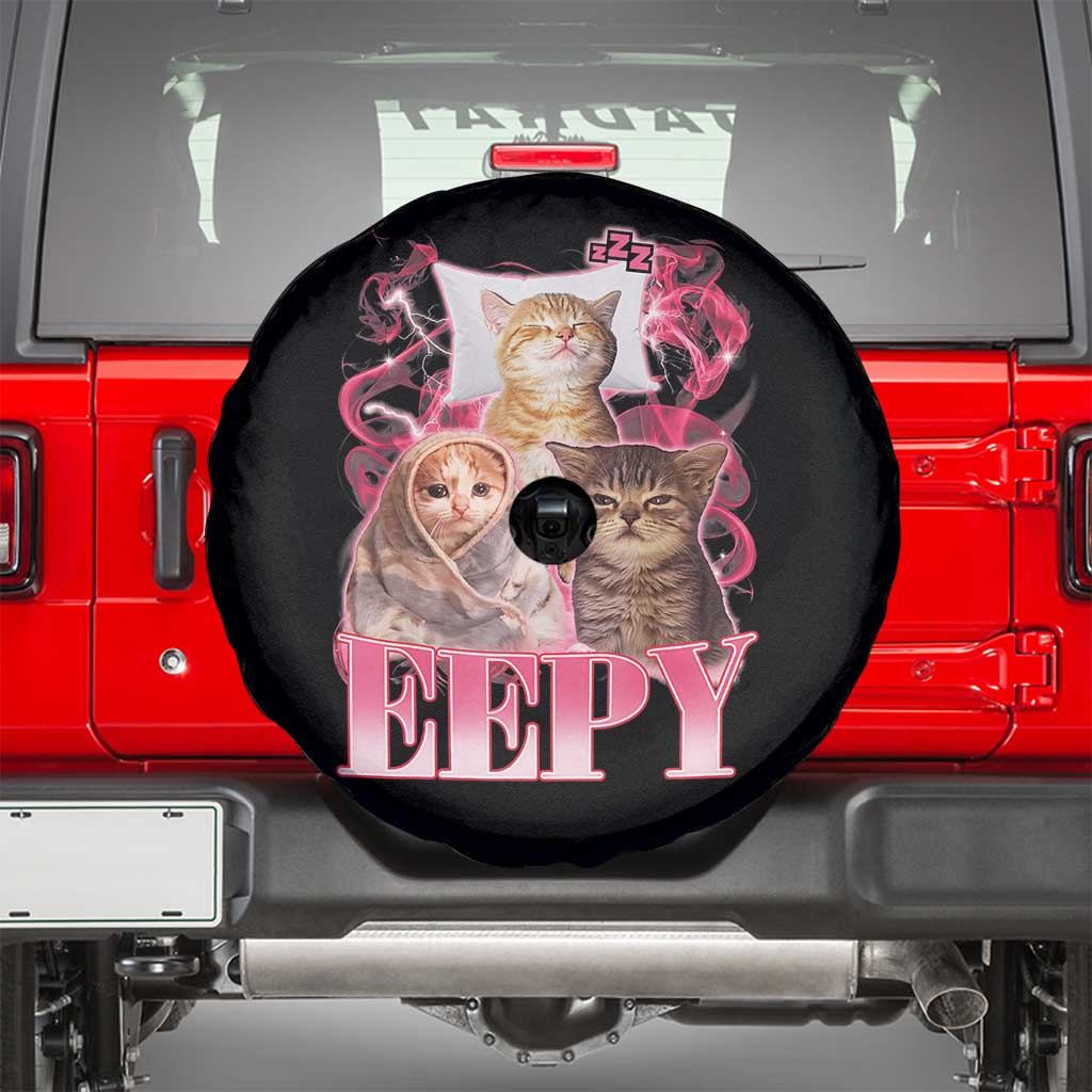 Eepy Sleepy Cats Y2K Bootleg Meme Graphic Spare Tire Cover Funny Internet Culture Humor