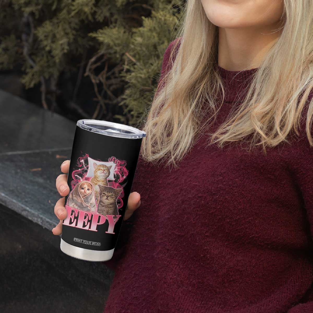 Eepy Sleepy Cats Y2K Bootleg Meme Graphic Tumbler Cup Funny Internet Culture Humor