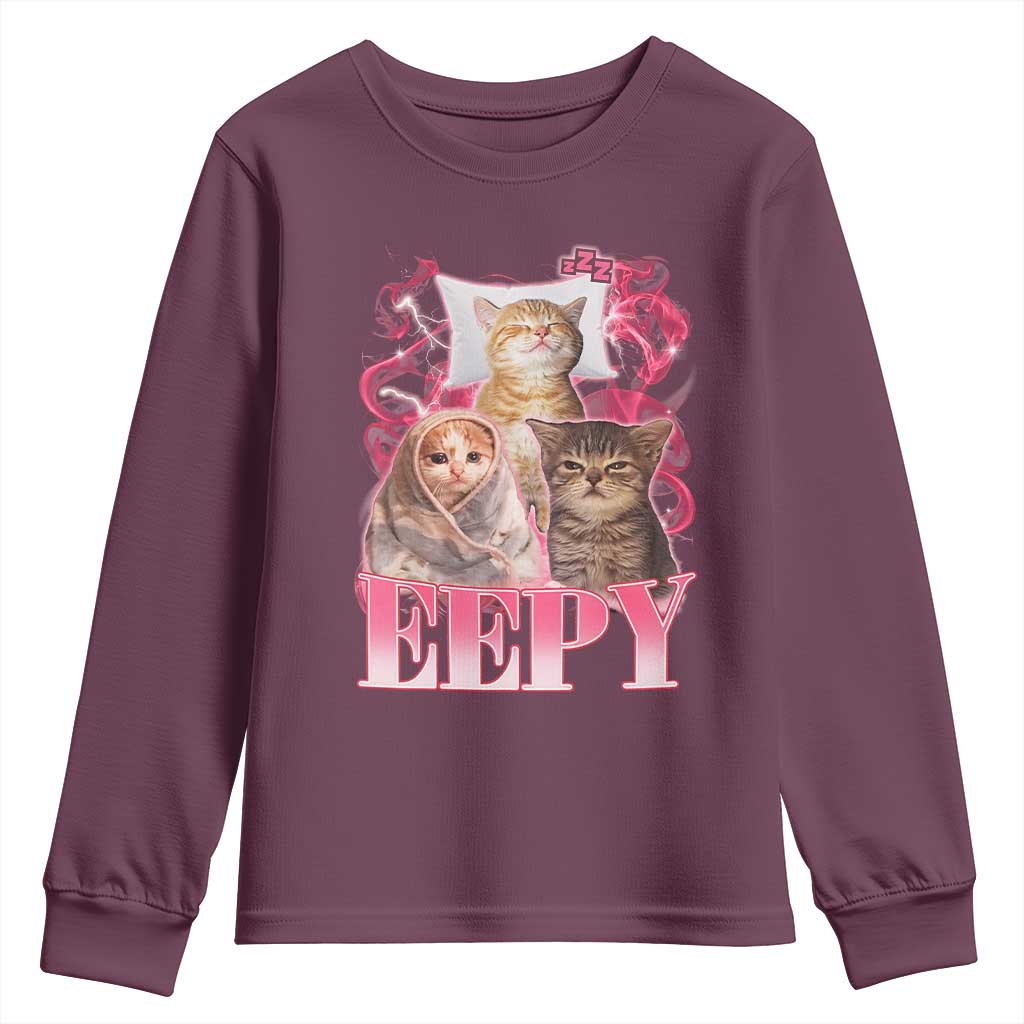 Eepy Sleepy Cats Y2K Bootleg Meme Graphic Youth Sweatshirt Funny Internet Culture Humor