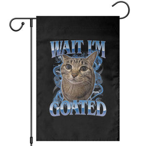 Funny Cat Blue Flame Y2K Bootleg Meme Graphic Garden Flag Wait Im Goated Retro Internet Culture Humor