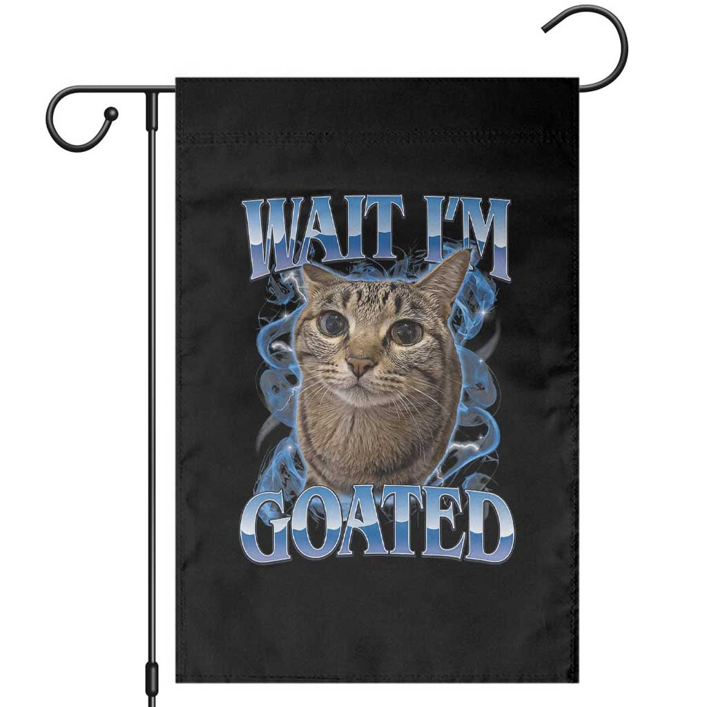 Funny Cat Blue Flame Y2K Bootleg Meme Graphic Garden Flag Wait Im Goated Retro Internet Culture Humor TS02 Black Print Your Wear