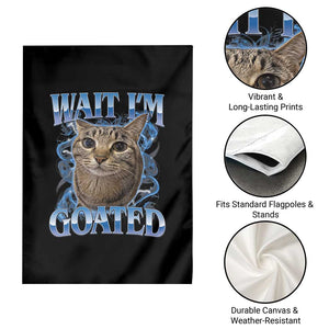 Funny Cat Blue Flame Y2K Bootleg Meme Graphic Garden Flag Wait Im Goated Retro Internet Culture Humor