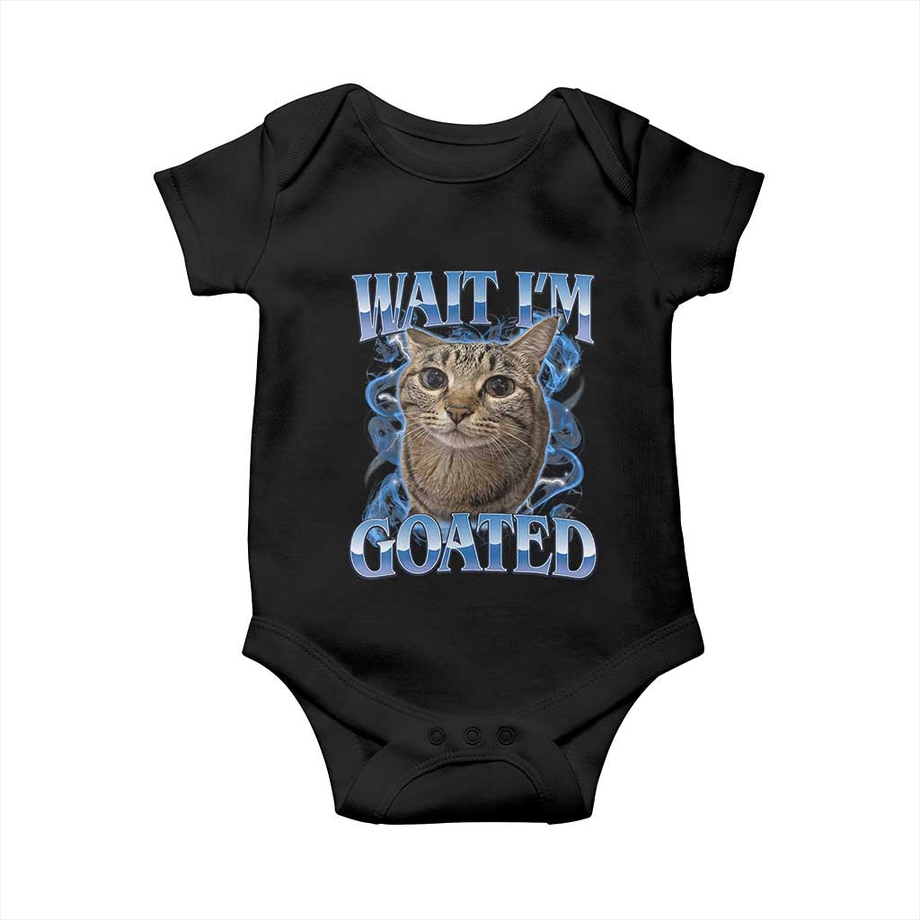 Funny Cat Blue Flame Y2K Bootleg Meme Graphic Baby Onesie Wait Im Goated Retro Internet Culture Humor TS02 Black Print Your Wear