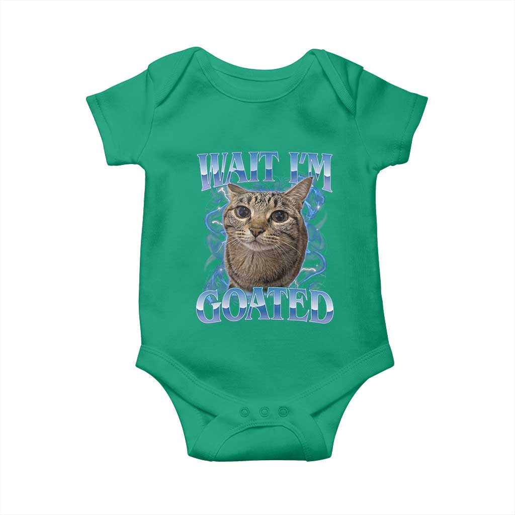 Funny Cat Blue Flame Y2K Bootleg Meme Graphic Baby Onesie Wait Im Goated Retro Internet Culture Humor