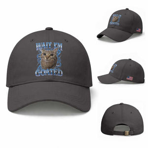 Funny Cat Blue Flame Y2K Bootleg Meme Graphic Baseball Cap Wait Im Goated Retro Internet Culture Humor