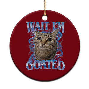 Funny Cat Blue Flame Y2K Bootleg Meme Graphic Ceramic Ornament Wait Im Goated Retro Internet Culture Humor