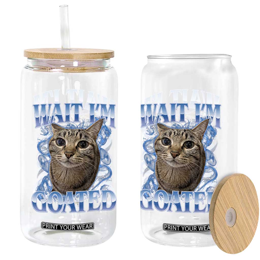 Funny Cat Blue Flame Y2K Bootleg Meme Graphic Glass Can Wait Im Goated Retro Internet Culture Humor