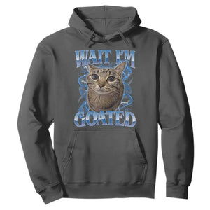 Funny Cat Blue Flame Y2K Bootleg Meme Graphic Hoodie Wait Im Goated Retro Internet Culture Humor