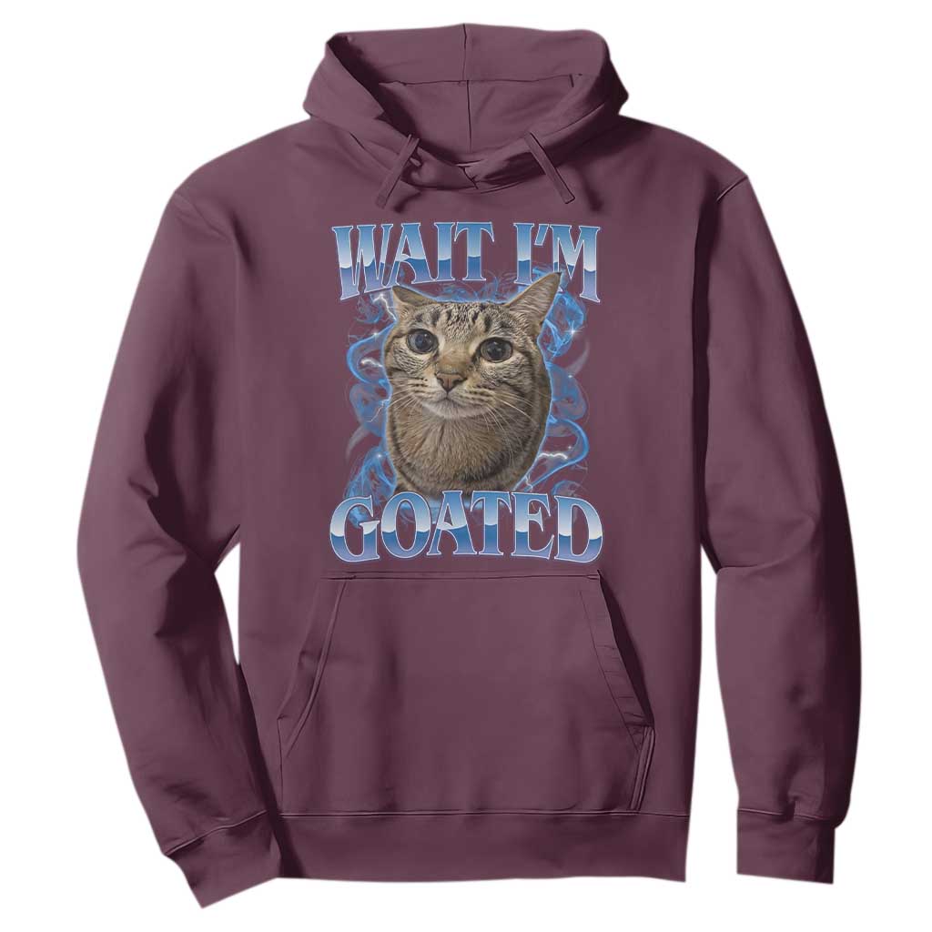 Funny Cat Blue Flame Y2K Bootleg Meme Graphic Hoodie Wait Im Goated Retro Internet Culture Humor