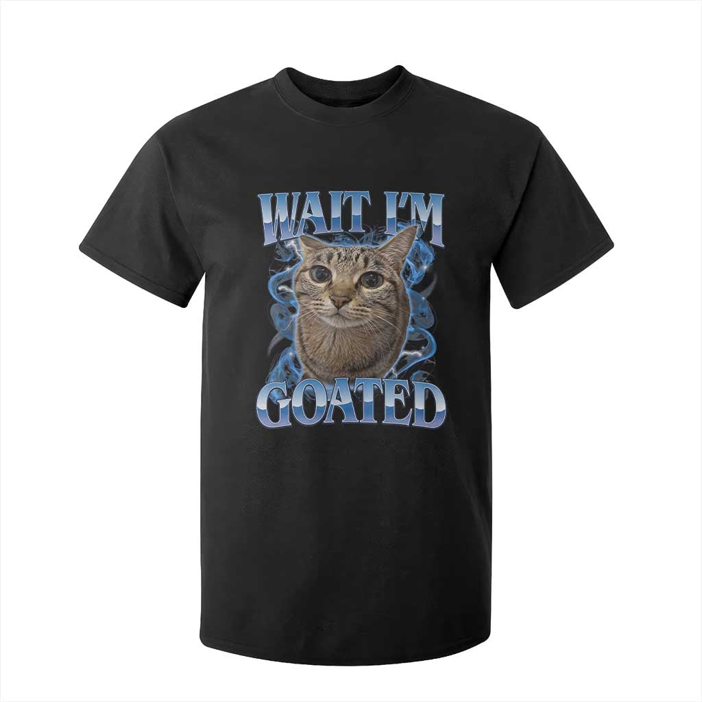 Funny Cat Blue Flame Y2K Bootleg Meme Graphic T Shirt For Kid Wait Im Goated Retro Internet Culture Humor