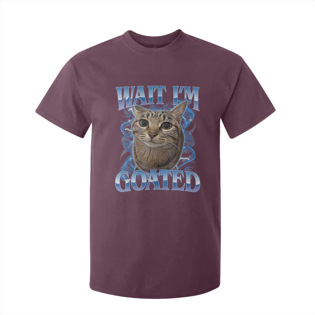 Funny Cat Blue Flame Y2K Bootleg Meme Graphic T Shirt For Kid Wait Im Goated Retro Internet Culture Humor
