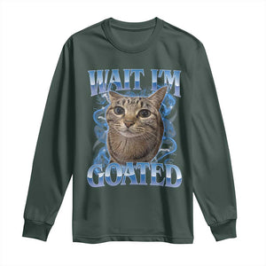 Funny Cat Blue Flame Y2K Bootleg Meme Graphic Long Sleeve Shirt Wait Im Goated Retro Internet Culture Humor