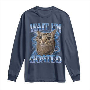 Funny Cat Blue Flame Y2K Bootleg Meme Graphic Long Sleeve Shirt Wait Im Goated Retro Internet Culture Humor