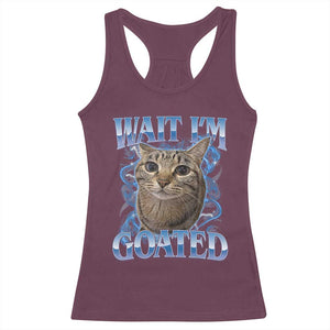 Funny Cat Blue Flame Y2K Bootleg Meme Graphic Racerback Tank Top Wait Im Goated Retro Internet Culture Humor