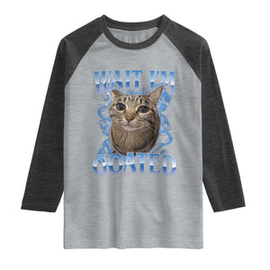 Funny Cat Blue Flame Y2K Bootleg Meme Graphic Raglan Shirt Wait Im Goated Retro Internet Culture Humor