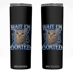 Funny Cat Blue Flame Y2K Bootleg Meme Graphic Skinny Tumbler Wait Im Goated Retro Internet Culture Humor
