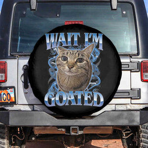 Funny Cat Blue Flame Y2K Bootleg Meme Graphic Spare Tire Cover Wait Im Goated Retro Internet Culture Humor