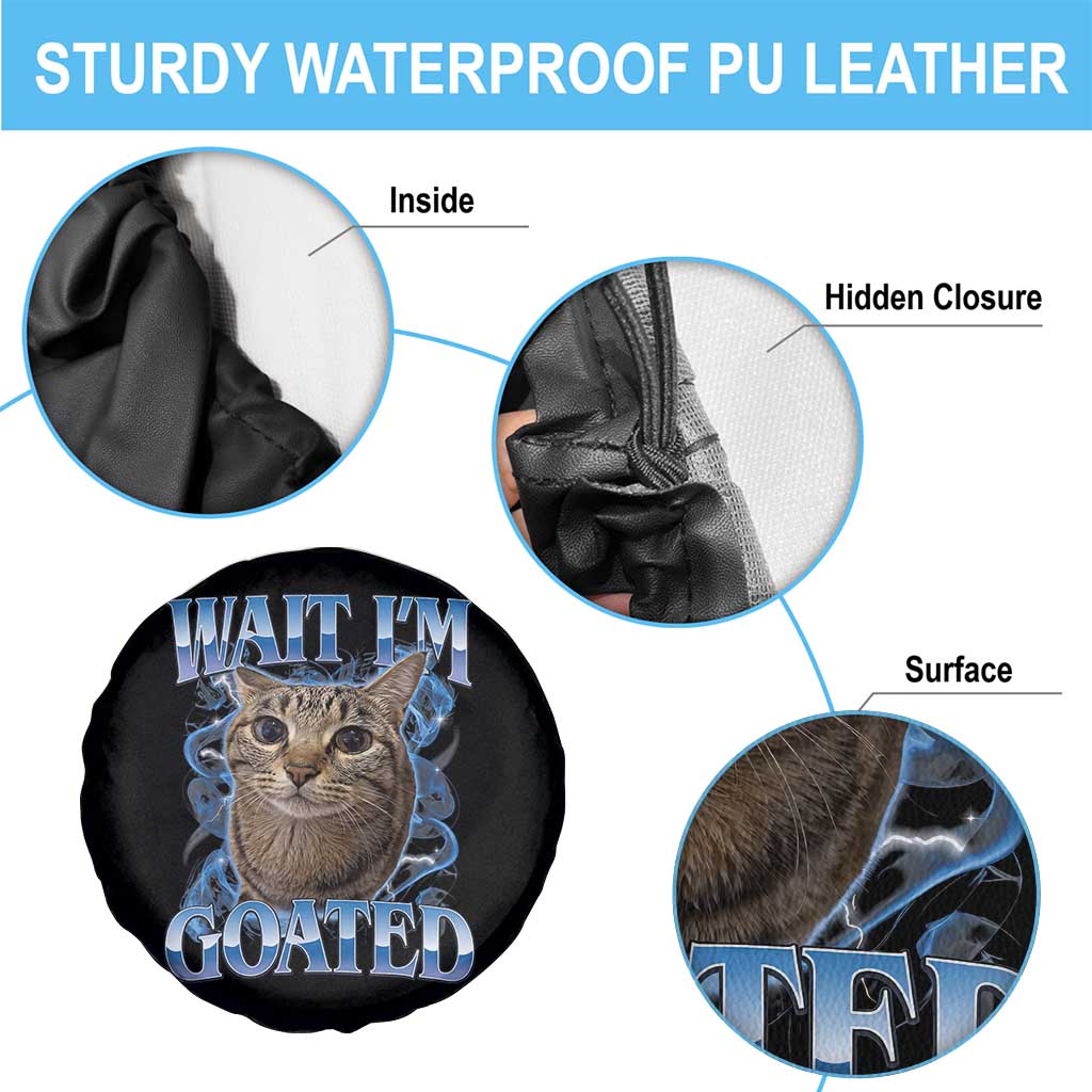 Funny Cat Blue Flame Y2K Bootleg Meme Graphic Spare Tire Cover Wait Im Goated Retro Internet Culture Humor